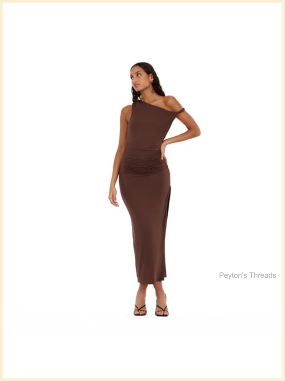 Maxi Dress with Side Ruching Detail High Neckline